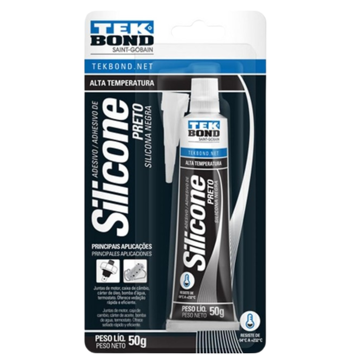 Silicone acético Transparente Blister 50G Tekbond