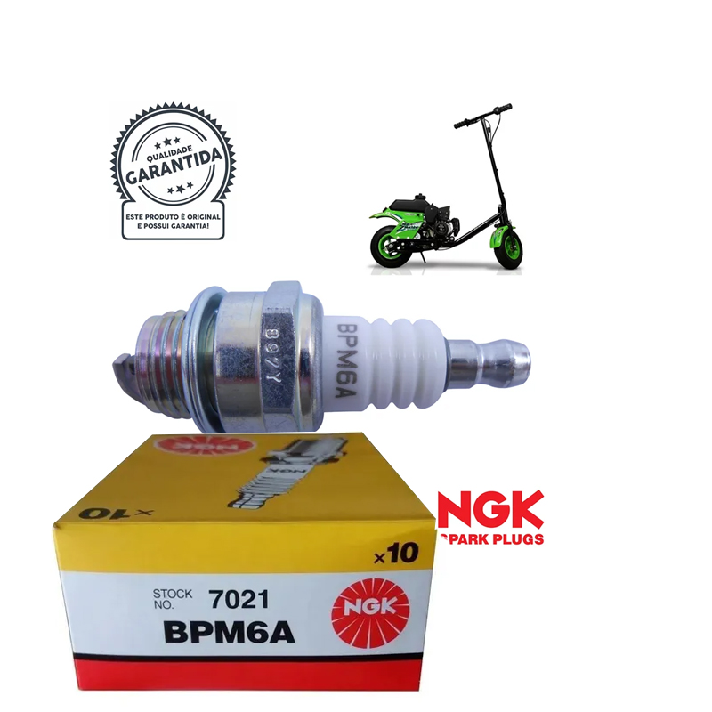 Vela de Ignição para Motosserras / Roçadeiras e Motores 2 Tempos - Vela rosca curta - BPM6A NGK