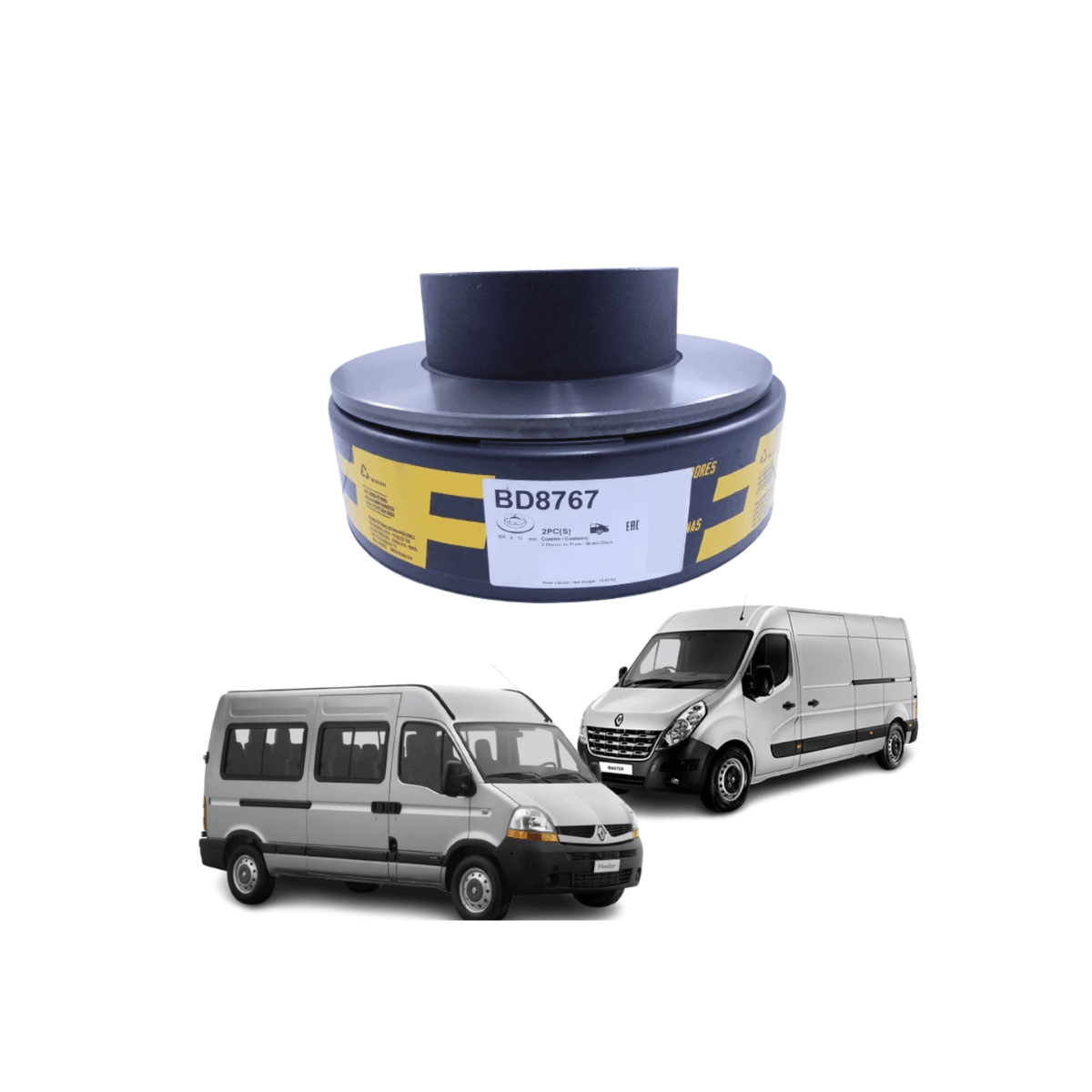Par Disco de Freio Sólido Traseiro Renault Master  Fremax BD8767