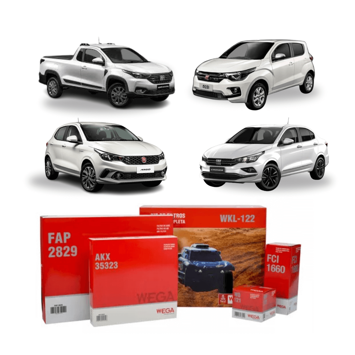 Kit  Filtros Troca Completa  Argo Cronos Mobi Strada - WKL122 Wega